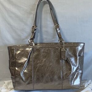 Coach Metallic Silver Tote Bag
